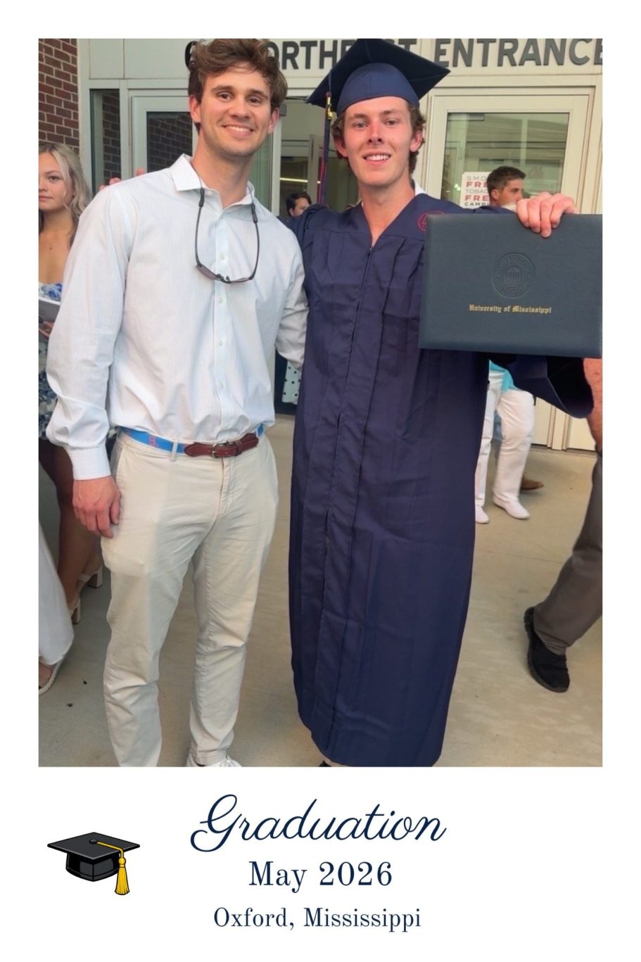 two friends at a college graduation in the southeast